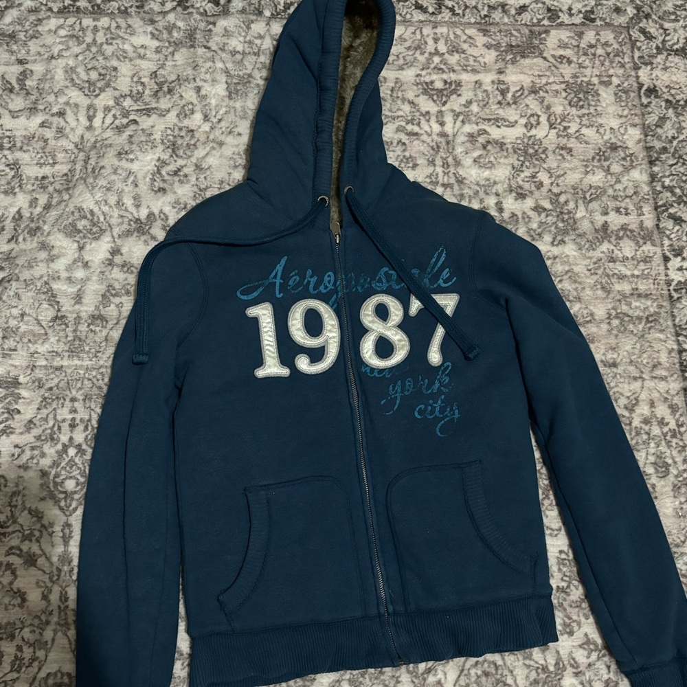 RARE-Vintage Y2K Aeropostale Fur Jacket in Blue